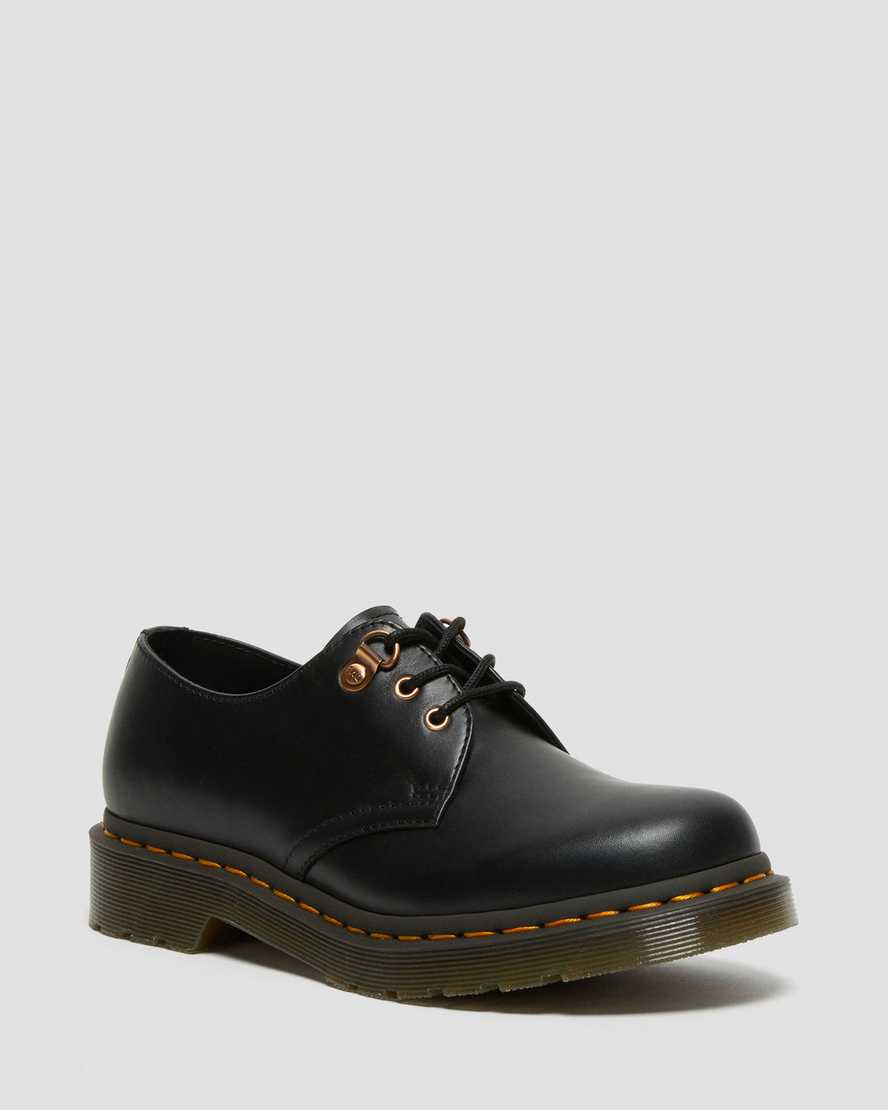 black dr martens 1461 rose gold hardware womens casual shoes