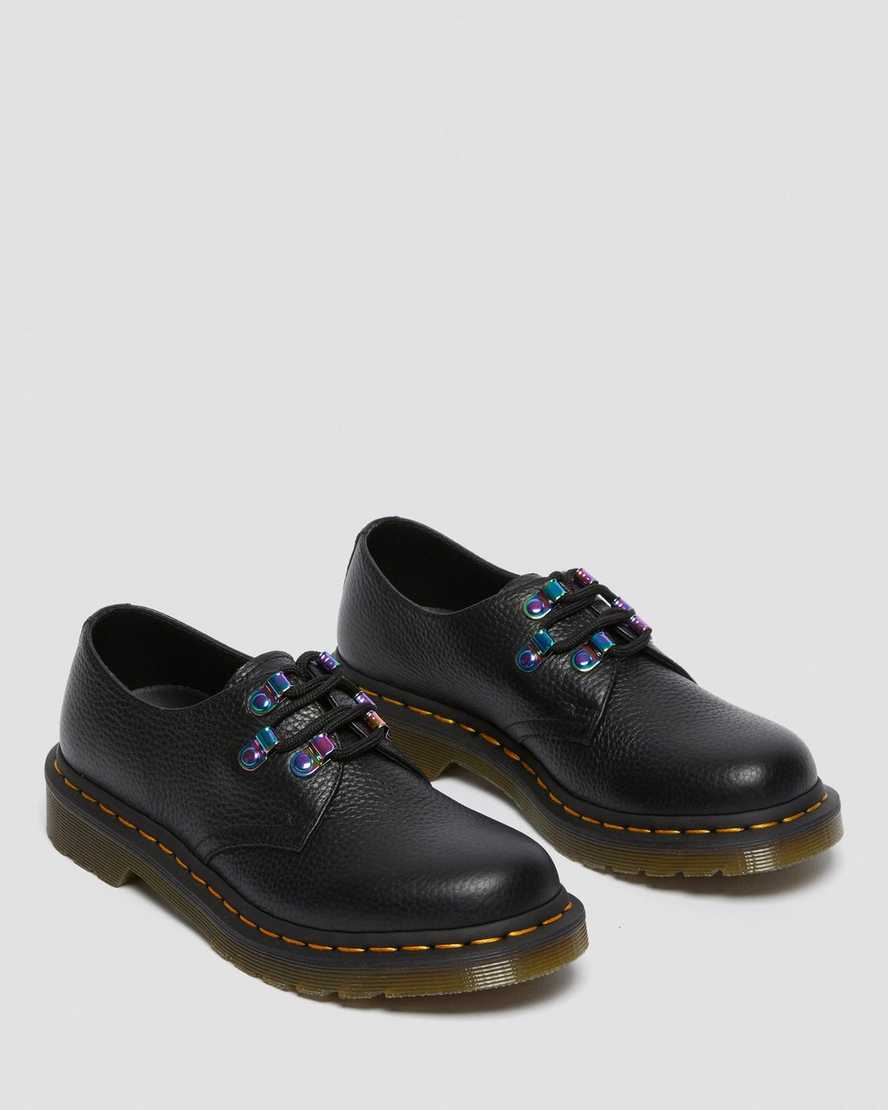 black dr martens 1461 iridescent hardware womens lace up shoes