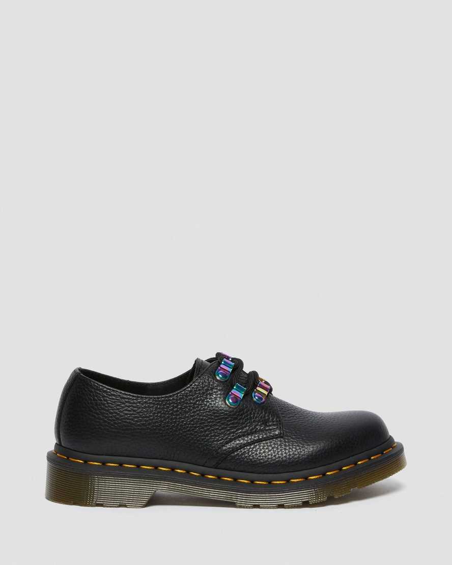 black dr martens 1461 iridescent hardware womens lace up shoes