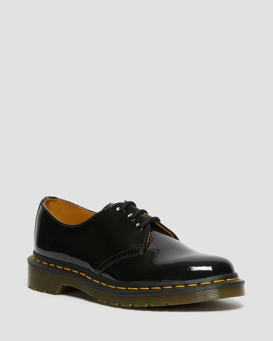 black dr martens 1461 patent womens oxford shoes