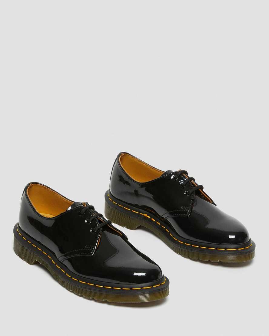 black dr martens 1461 patent womens oxford shoes