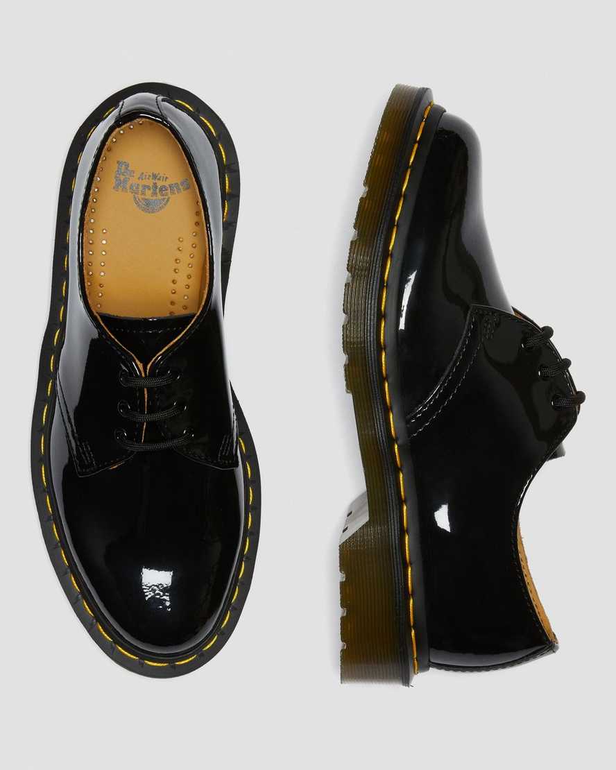 black dr martens 1461 patent womens oxford shoes