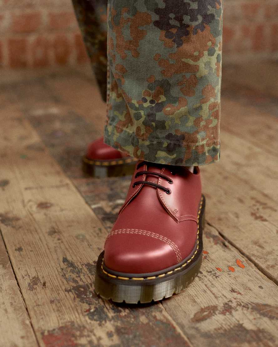 red dr martens 1461 bex toe cap vintage womens oxford shoes