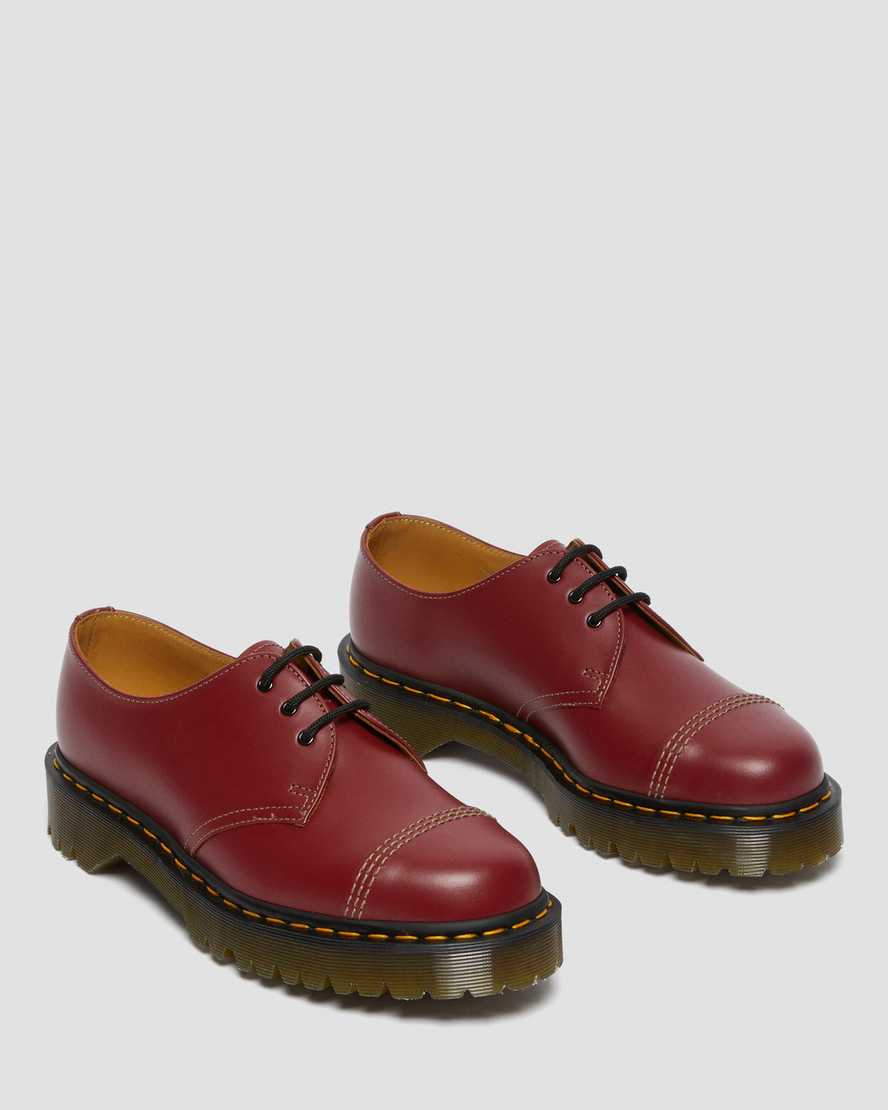 red dr martens 1461 bex toe cap vintage womens oxford shoes