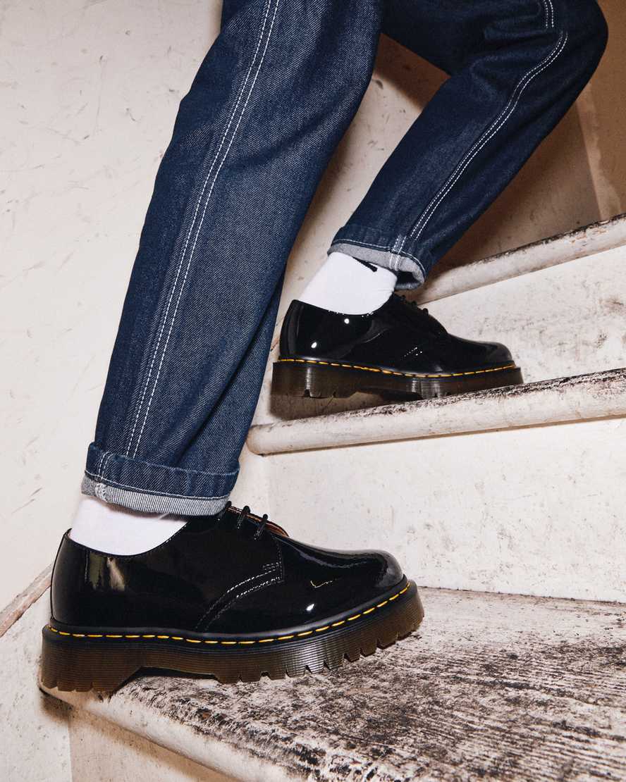 black dr martens 1461 bex patent womens oxford shoes