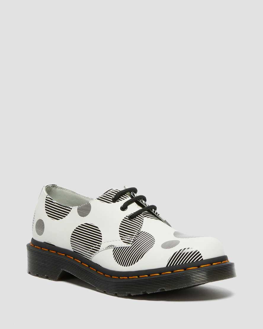 white black dr martens 1461 polka dot smooth womens oxford shoes