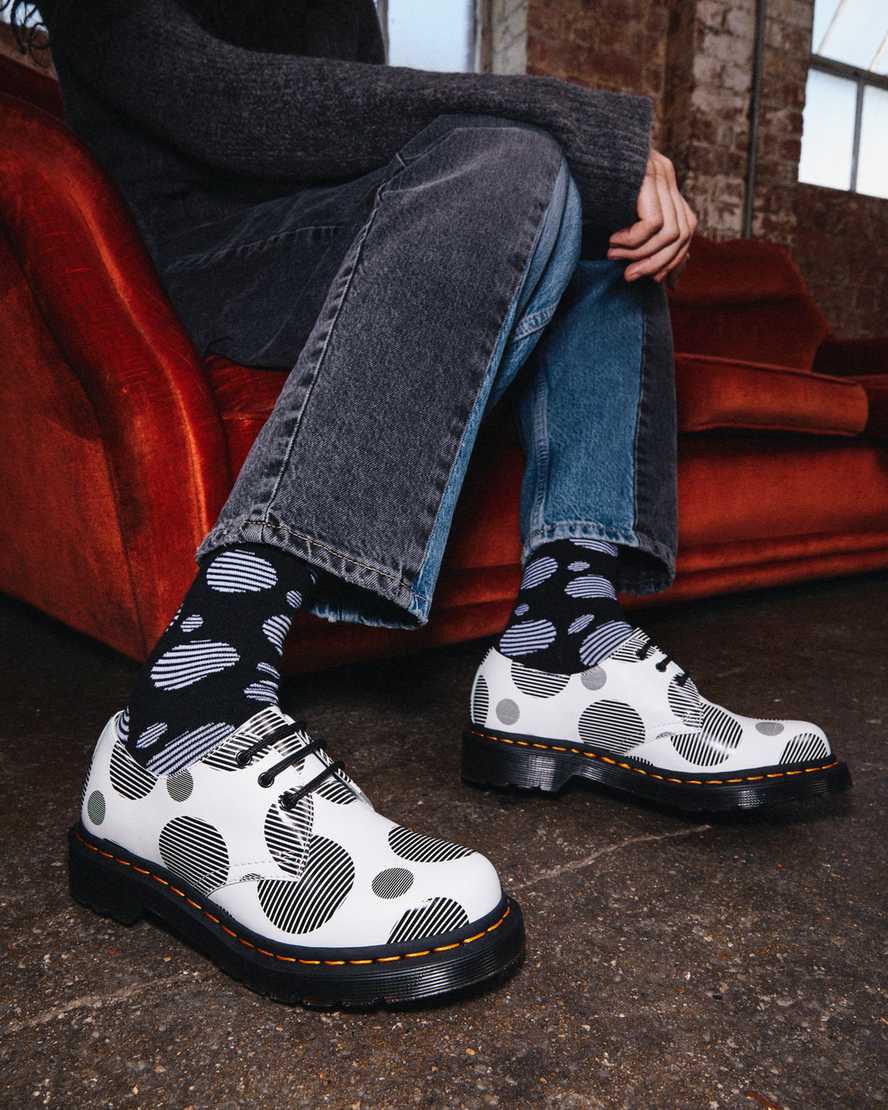 white black dr martens 1461 polka dot smooth womens oxford shoes