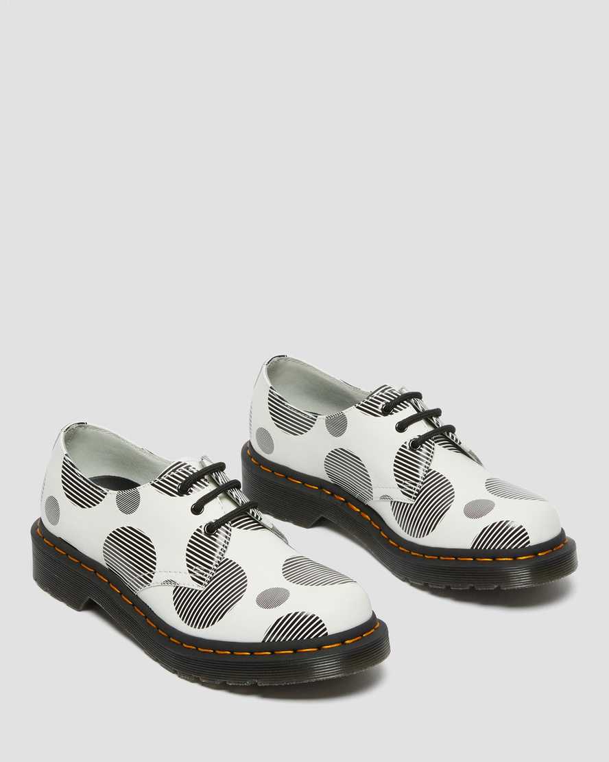 white black dr martens 1461 polka dot smooth womens oxford shoes
