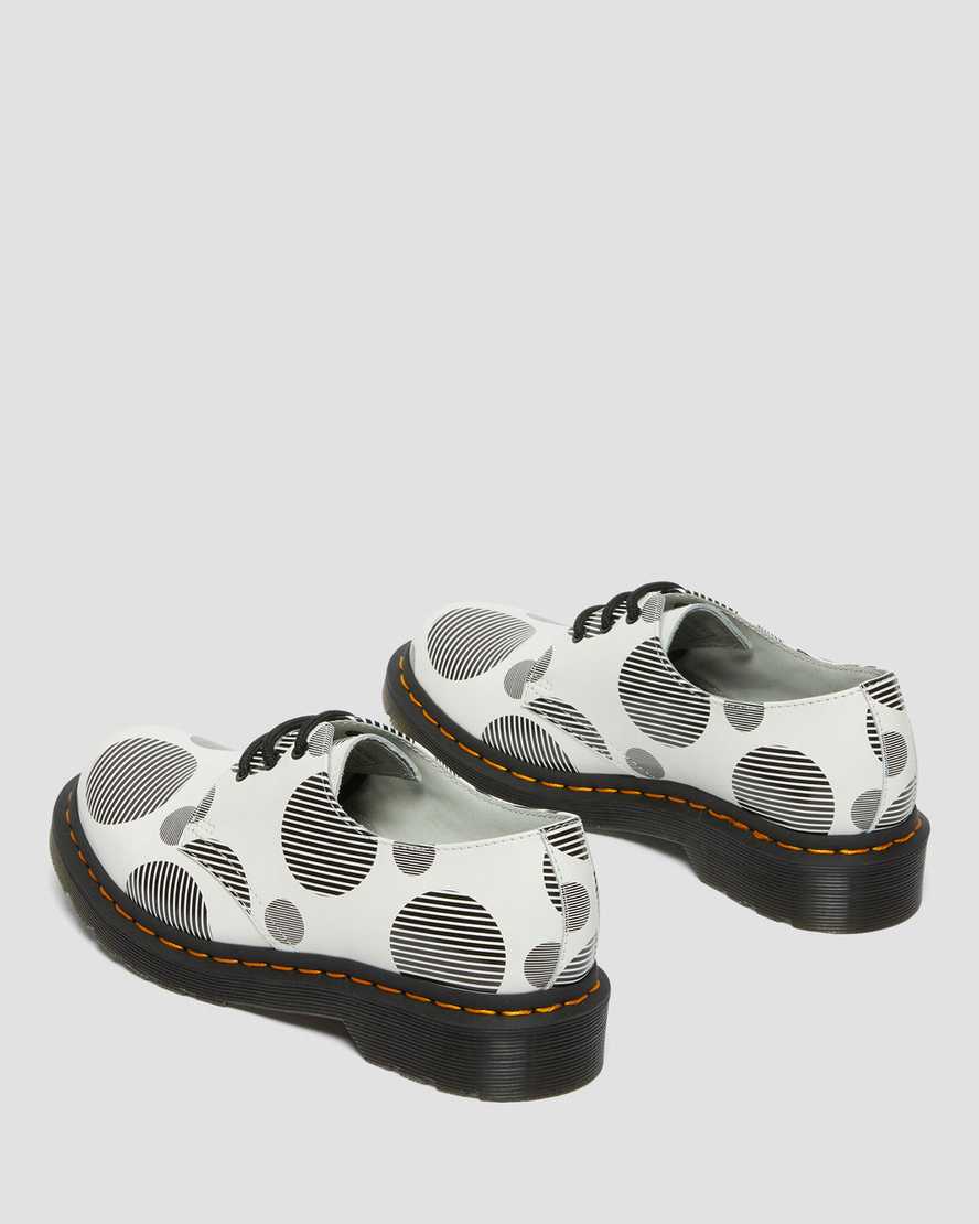 white black dr martens 1461 polka dot smooth womens oxford shoes