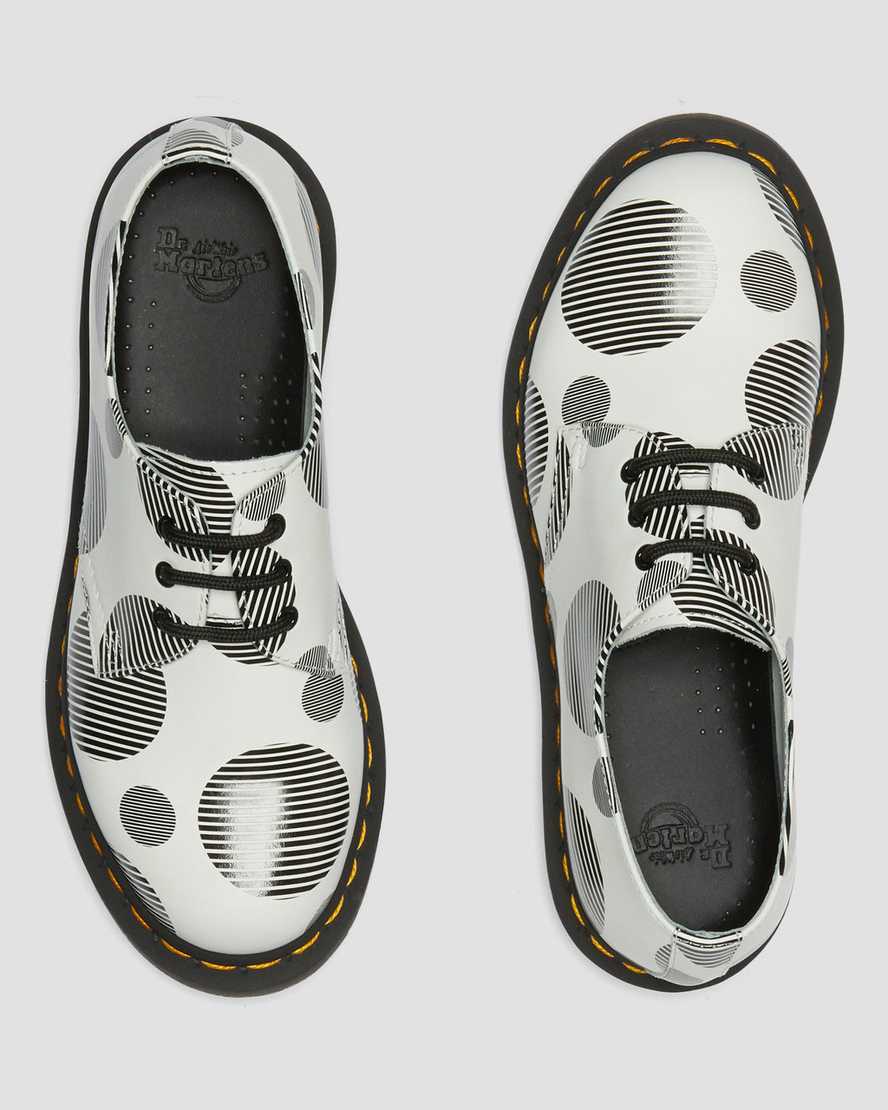 white black dr martens 1461 polka dot smooth womens oxford shoes