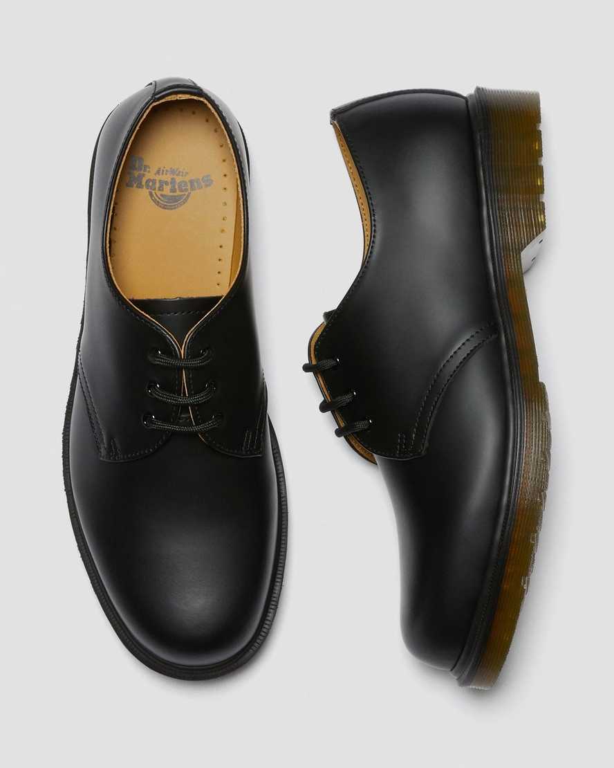 black dr martens 1461 plain welt smooth womens oxford shoes