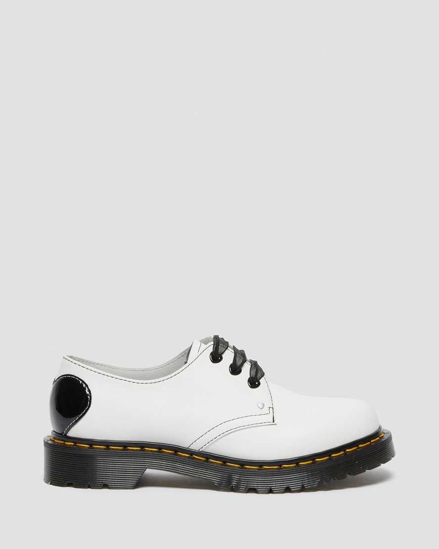 white black dr martens 1461 hearts smooth amp patent womens oxford shoes