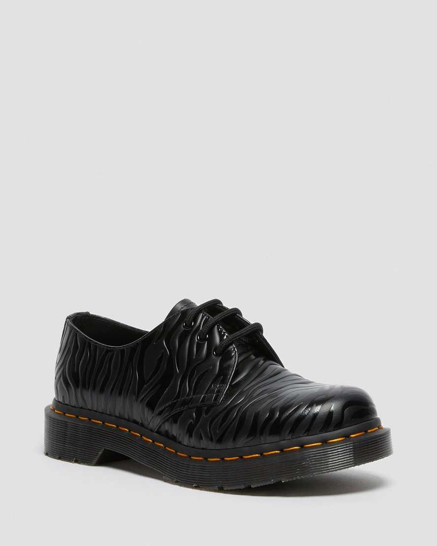 black dr martens 1461 zebra emboss smooth womens oxford shoes