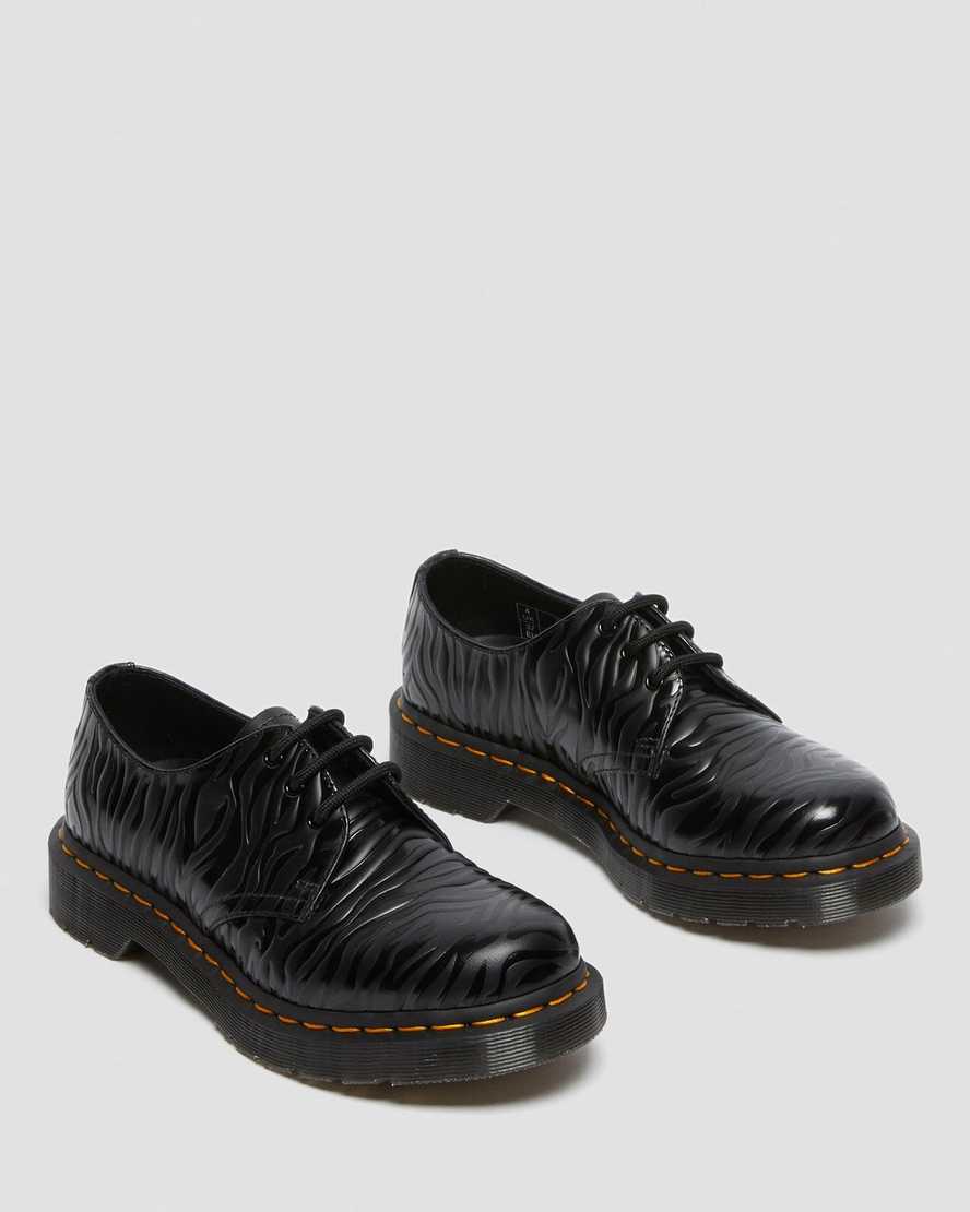black dr martens 1461 zebra emboss smooth womens oxford shoes