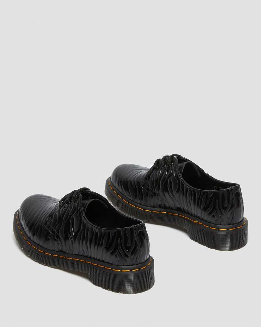 black dr martens 1461 zebra emboss smooth womens oxford shoes
