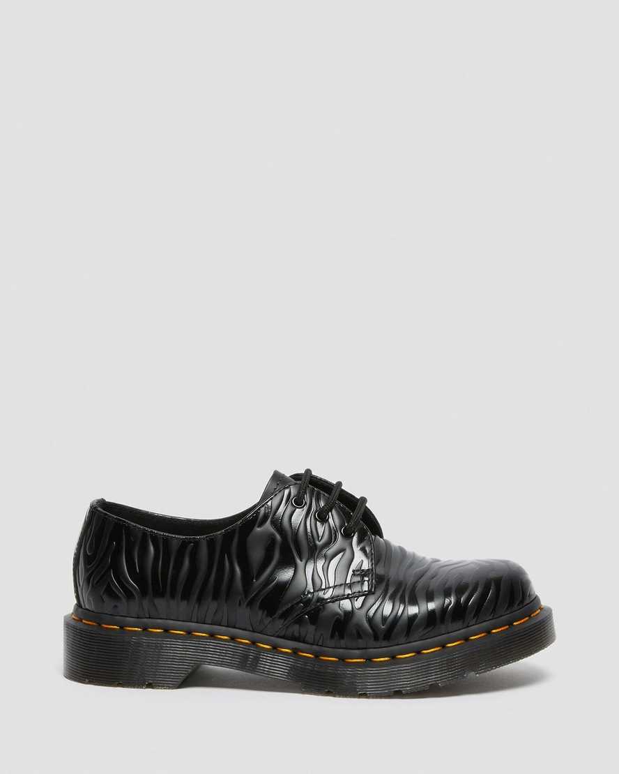 black dr martens 1461 zebra emboss smooth womens oxford shoes