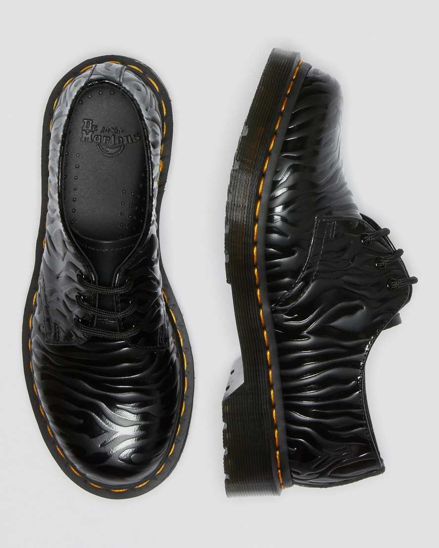 black dr martens 1461 zebra emboss smooth womens oxford shoes