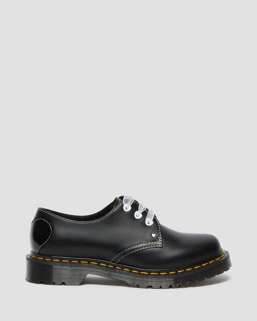 black dr martens 1461 hearts smooth amp patent womens oxford shoes