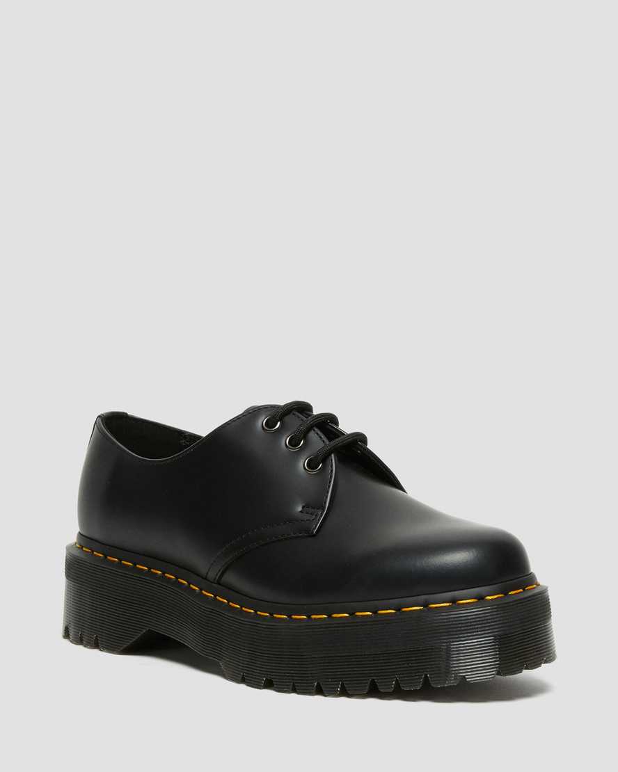 black dr martens 1461 smooth womens platform shoes