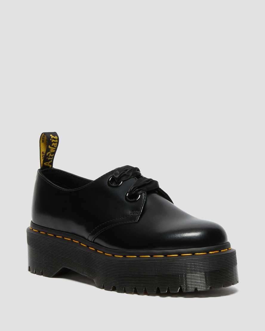 black dr martens holly womens platform shoes