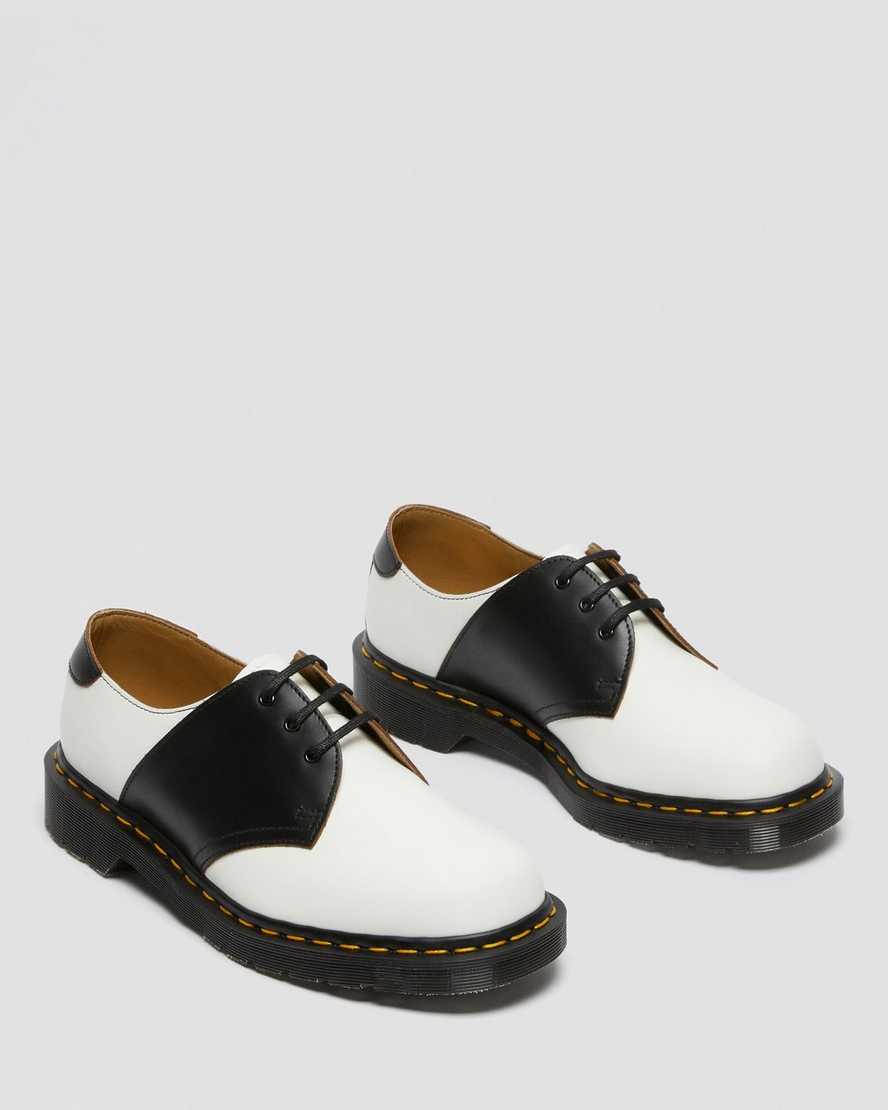 white black dr martens 1461 womens saddle shoes
